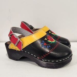 Hanna Andersson Shoes Girls Clogs Swedish Flower Leather Wood 27 US 9.5 10